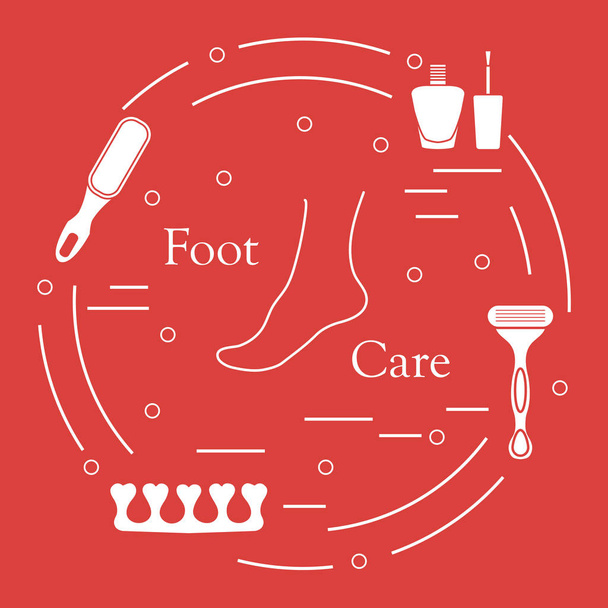 Pedicure tools and products for beauty and care. - Vettoriali, immagini