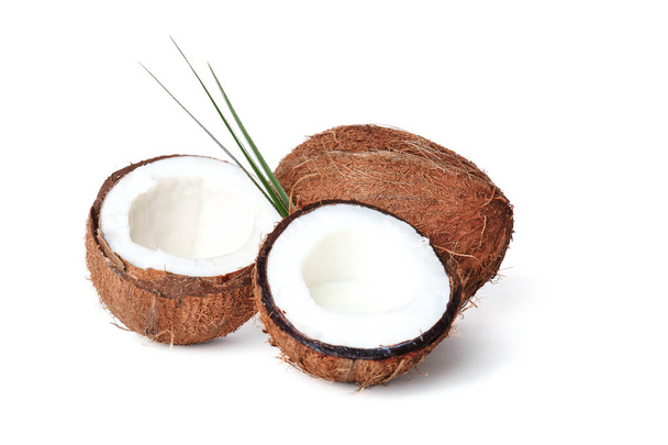 Coconuts with fresh milk on white background - Fotografie, Obrázek