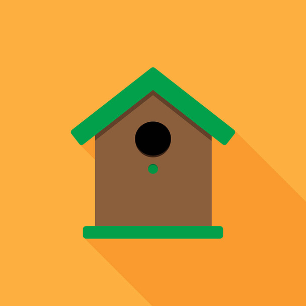 Birdhouse flat vector illustration with long shadow - Vector, Image