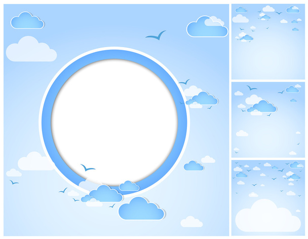 Good weather round background. Blue sky with clouds. Vector - Vetor, Imagem