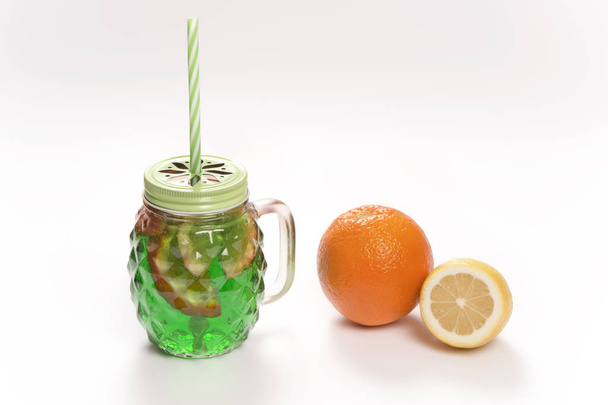 citrus lemonade with lime orange and lemon - Фото, изображение