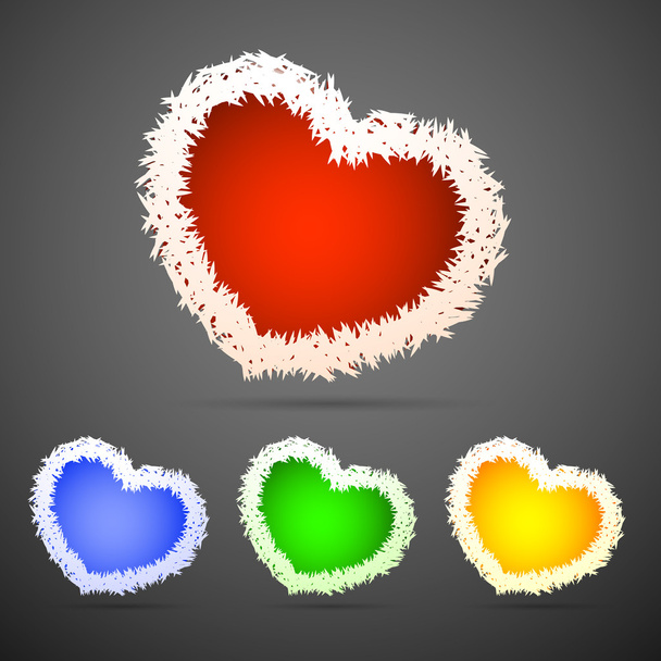 Vector set of fluffy hearts. - Vector, Image
