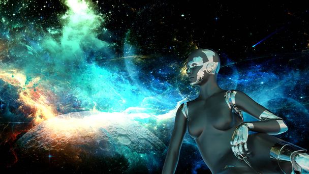 Cyborg kadın - uzay seyir Humanoid - Fotoğraf, Görsel