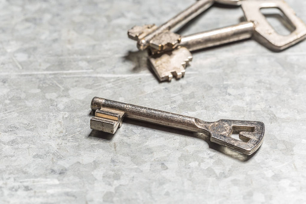 Old iron keys close up - 写真・画像