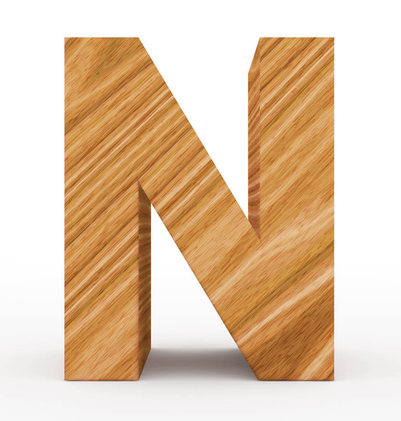 letter N 3d wooden isolated on white - Foto, Imagen