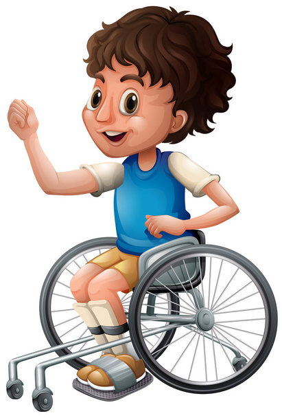 iloinen poika pyörätuolissa
 - Vektori, kuva