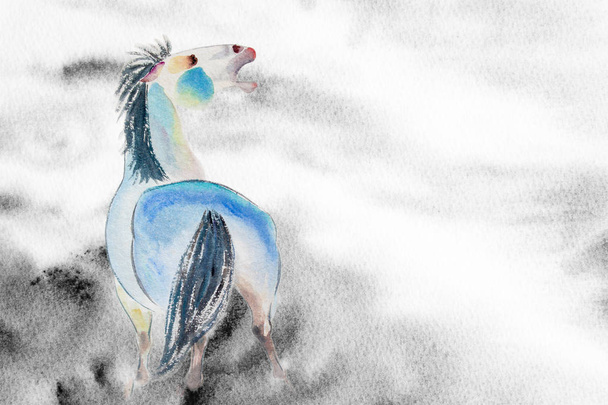 Pinturas abstractas de acuarela de un caballo
 - Foto, Imagen