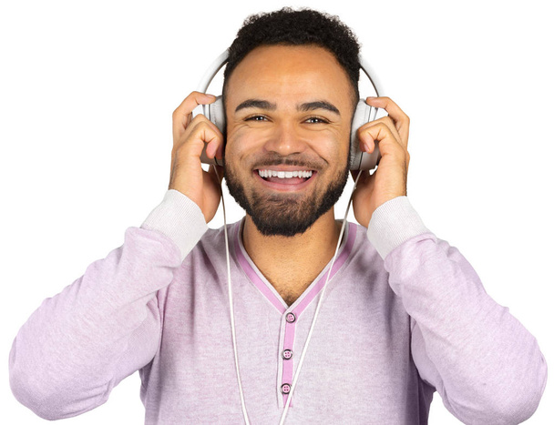 Portrait of young African american man with headphones - Foto, afbeelding