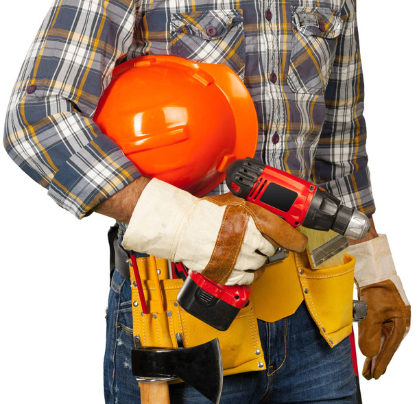 Trabalhador da construção masculino com ferramentas
  - Foto, Imagem