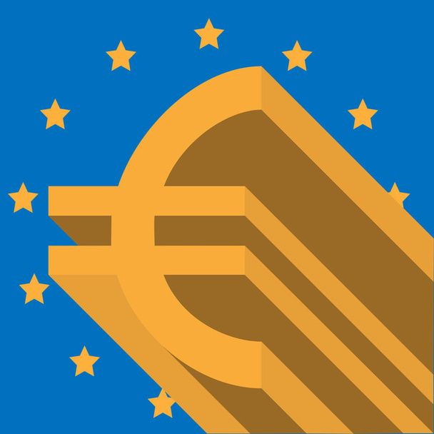 háttérben az Európai Unió zászlaját arany euro-jel - Vektor, kép