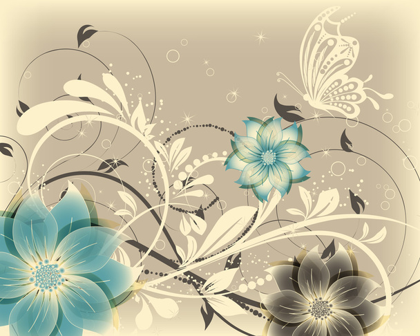 векторний квітковий декоративний абстрактний фон з метеликом
 - Вектор, зображення