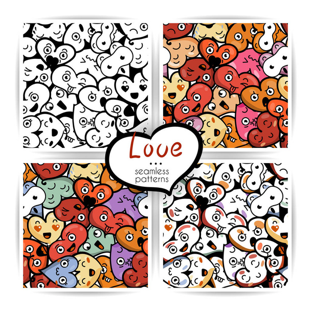 Emoji Saint Valentine's day için ile sorunsuz kalp arka planlar - Vektör, Görsel