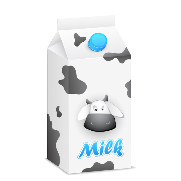 milk package with cow - Vector, Image