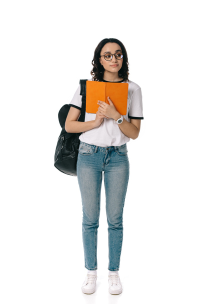 african american teen student holding book isolated on white - Photo, Image