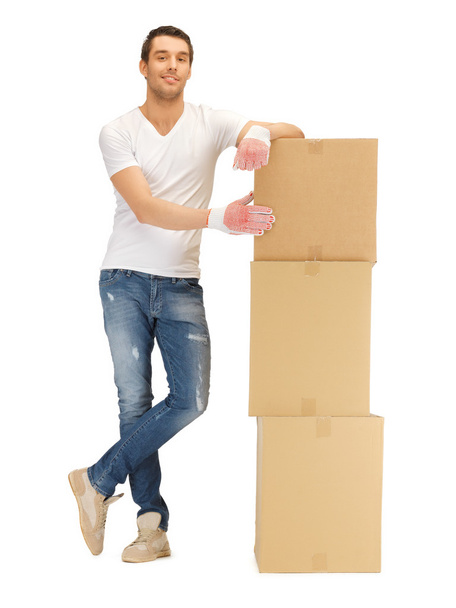 Handsome man with big boxes - Photo, image