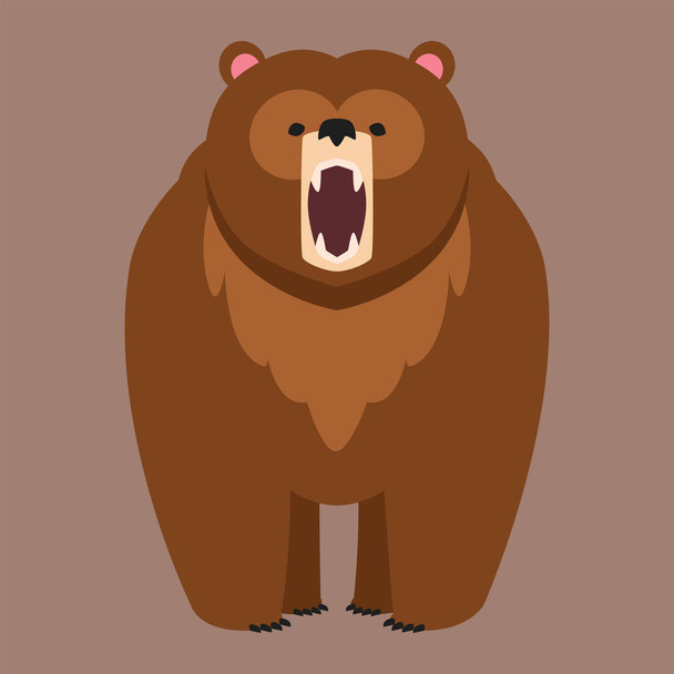 Brown bear vector funny happy animal cartoon predator cute character illustration - ベクター画像
