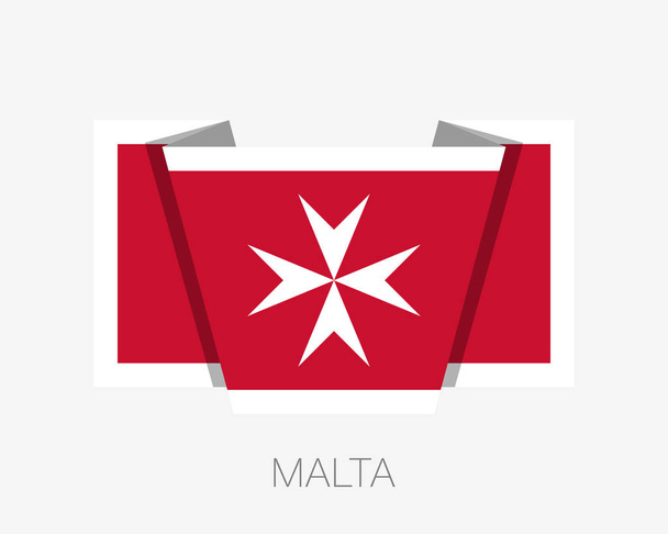 Прапор Мальти. Версія з Мальтійської служби допомоги. Плоский значок розмахуючи прапором - Вектор, зображення