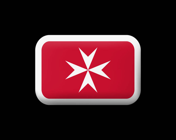 Málta zászlaja. Máltai kereszt verzió. Vector Icon gyékényel borított egy - Vektor, kép