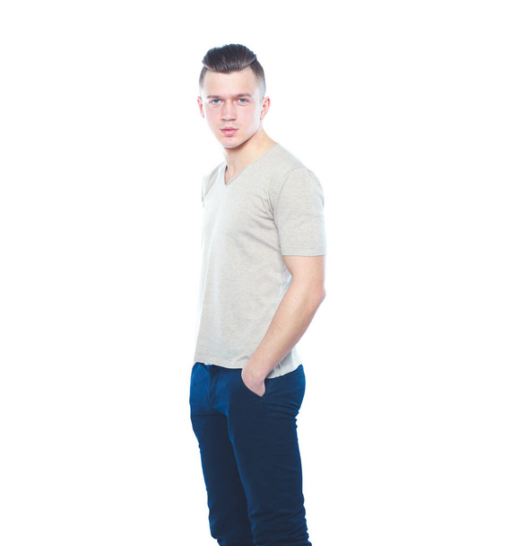 Portrait of young man isolated on white background - Photo, Image