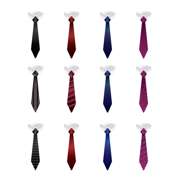 Vector illustration of Set of colorful ties isolated on a white background  - Vektori, kuva
