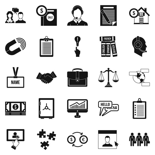 Discussion icons set, simple style - Vector, imagen