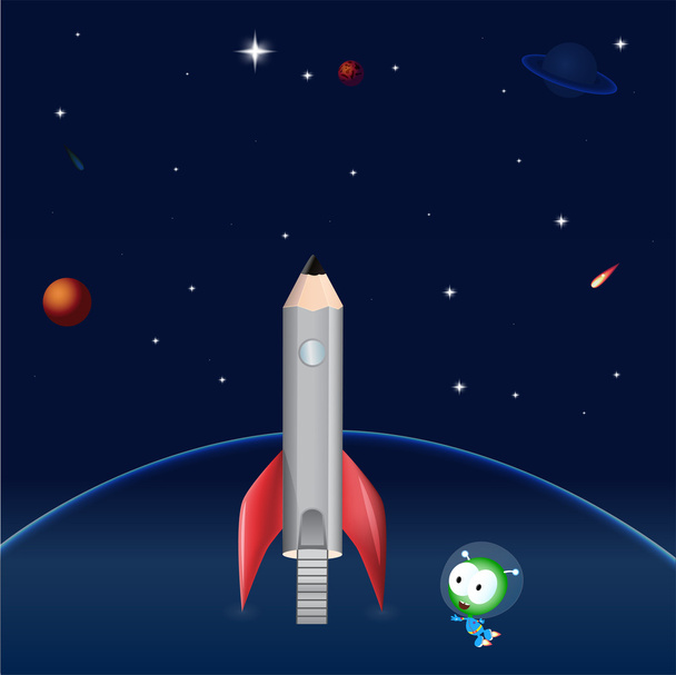 pencil rocket. Vector illustration. - Vector, Image