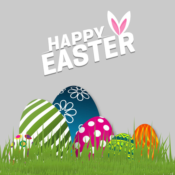 Happy Easter greeting card with elegant design - Вектор,изображение