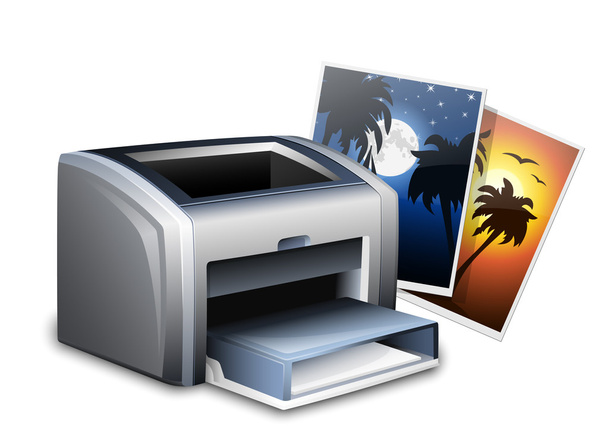 Color laser printer and photos. Vector illustration - Vector, Image