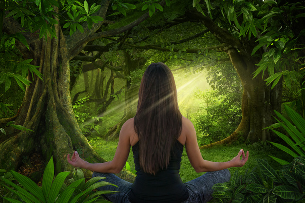 Frau macht Yoga und Meditation - Foto, Bild