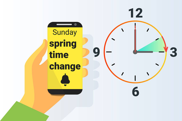 Spring Time forward. Summer clock change. Daylight saving time. Vector - Vector, Image