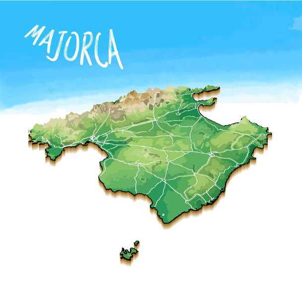 Isla 3D Mapa de Mallorca
 - Vector, imagen