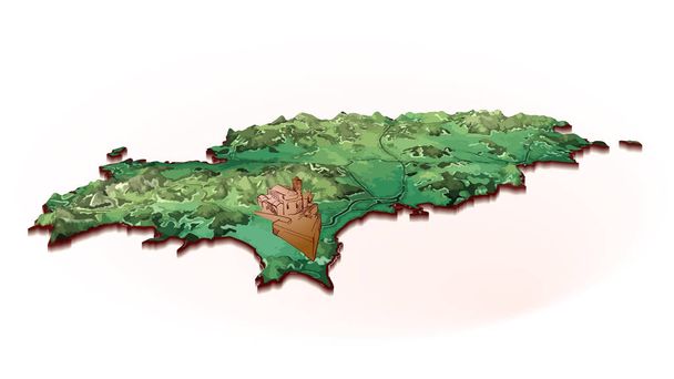 Isla Mapa de Ibiza con dibujo
 - Vector, Imagen