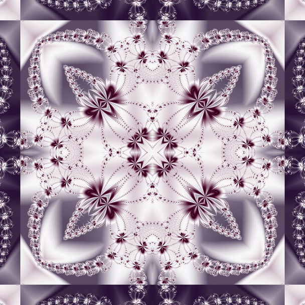 Kéttónusú zökkenőmentes minta a virág kör és négyzet alakú dísz - Fotó, kép