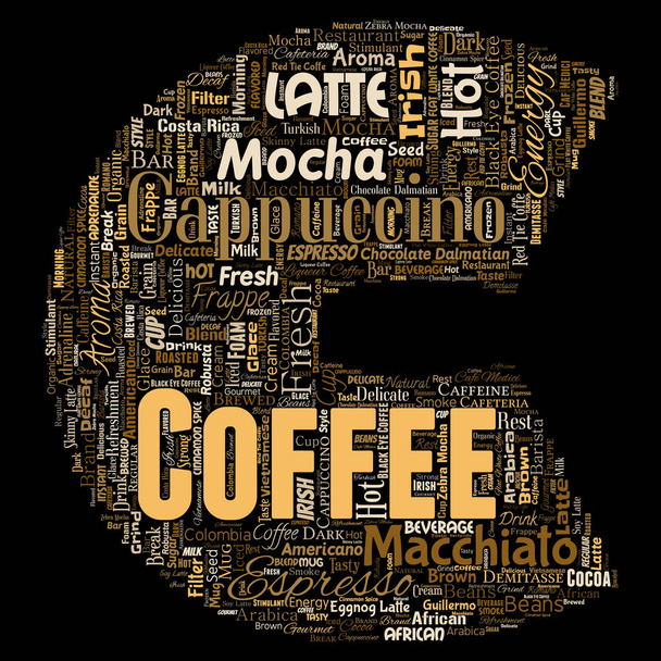 Luova, kuuma, aamu, italialainen, kahvi, tauko, cappuccino tai espresso, ravintola tai kahvilan kirjefontti C
. - Vektori, kuva