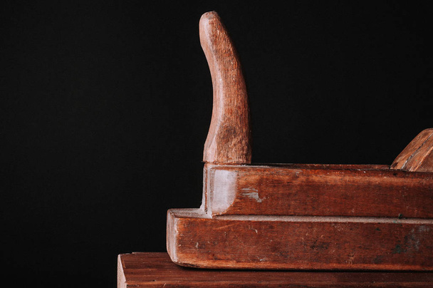 wooden block plane with handle, cropped image  - Foto, Bild