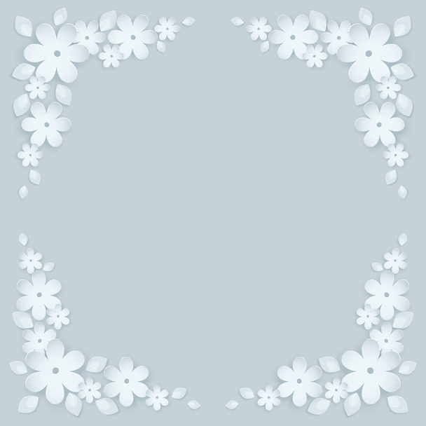 Paper flower background. Vector illustration on light gray blue - ベクター画像