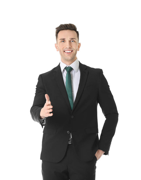 Young business trainer on white background - Foto, immagini