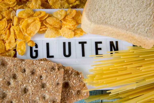 glutenu, napisany na lightbox - Zdjęcie, obraz