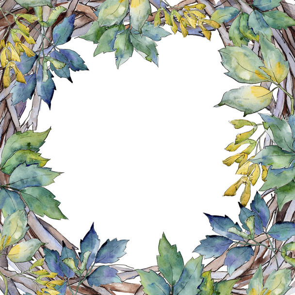Maple leaves frame in a watercolor style. - Photo, Image