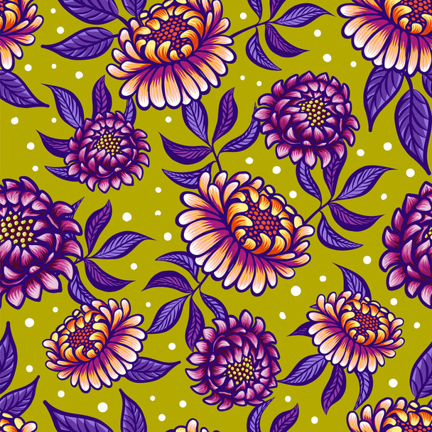Seamless medievial pattern with fantasy flowers. Floral seamless background for textile, fabric, covers, wallpapers, print, gift wraping, Home decor. - Vektör, Görsel