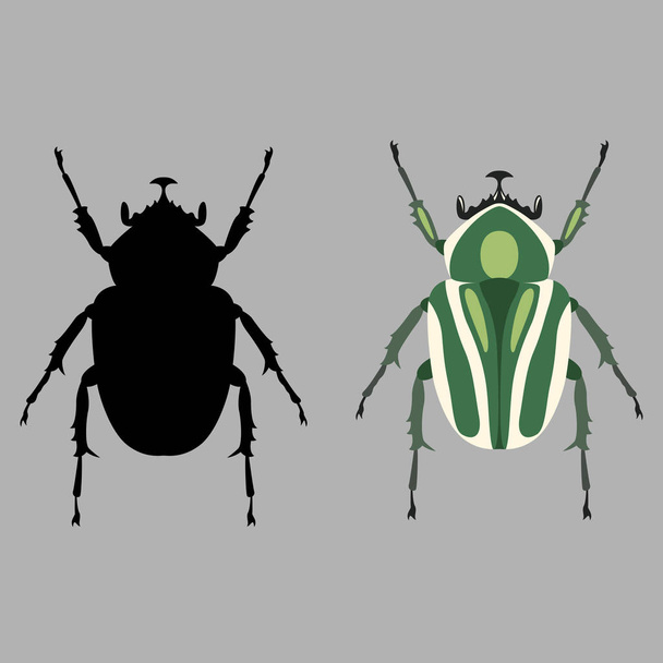 scarab beetle  vector illustration flat style silhouette - Vector, Image