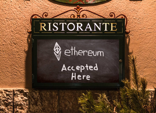 Ethereum zaakceptowane biznes deska restauracja - Zdjęcie, obraz