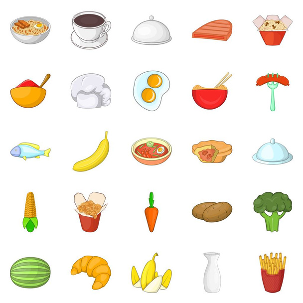 Dinnerware icons set, cartoon style - Vector, Image
