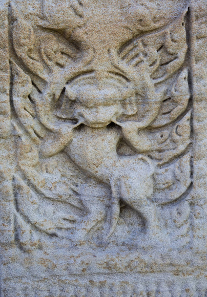 Geschnitzte Dekorationsskulpturen der Steinruinen von Pimai in der Nähe von Nakorn Rajsima, Thailand - Foto, Bild