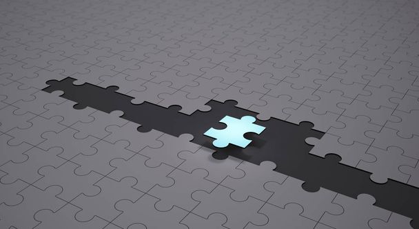 Leiderschap en teamwerk conceptuele achtergrond, blauwe jigsaw - Foto, afbeelding