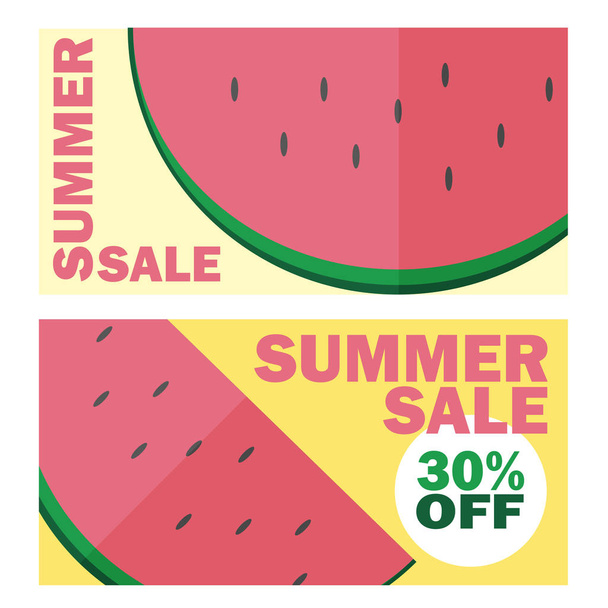 Summer sale banner with beautiful watermelon background - ベクター画像