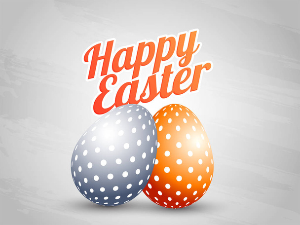 Colorful painted eggs on grey background. Happy Easter Backgroun - Vector, afbeelding