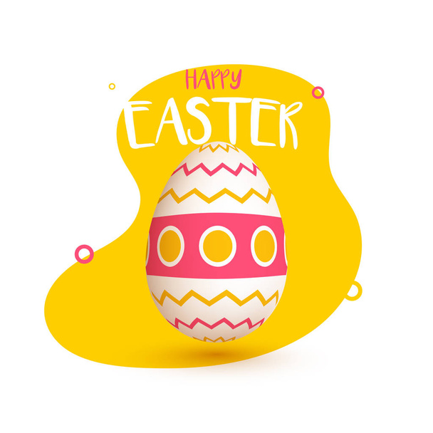 Happy Easter concept with painted egg on yellow and white backgr - Вектор, зображення