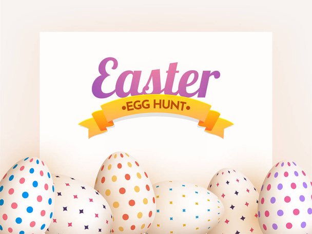 Egg Hunt concept, with painted eggs on white background. Happy E - Vecteur, image