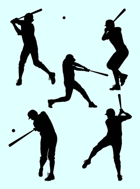 Honkbal speler silhouet 01. Goed gebruik voor symbool, logo, web pictogram, mascot, teken of elke gewenste ontwerp. - Vector, afbeelding